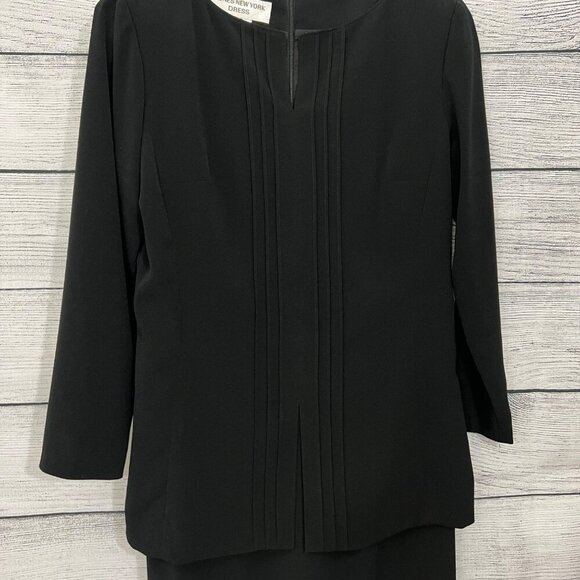 Jones New York Black Layered Pin-tuck Dress, Size 4 - Picture 2 of 3